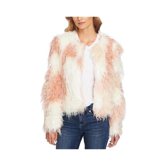 Cece Jackets & Blazers - Cece Womens Two Tone Shaggy Faux Fur Jacket Size XL
